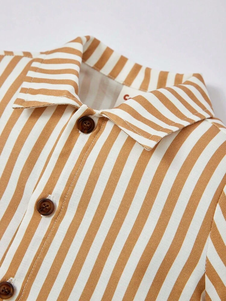 Baby Boy Striped Shirt & Shorts & Cartoon Graphic Tee