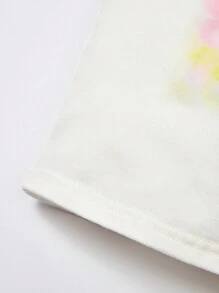 SHEIN 嬰兒字母圖案荷葉邊上衣和愛心圖案緊身打底褲 - 彩色 - 查看 5