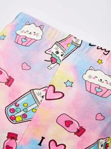 SHEIN 嬰兒字母圖案荷葉邊上衣和愛心圖案緊身打底褲 - 彩色 - 查看 6