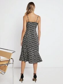 BizChic Allover Floral Print Cami Dress Workwear - Black and White - View 2