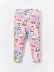 SHEIN 嬰兒字母圖案荷葉邊上衣和愛心圖案緊身打底褲 - 彩色 - 查看 9