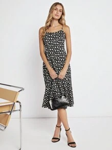 BizChic Allover Floral Print Cami Dress Workwear - Black and White - View 5