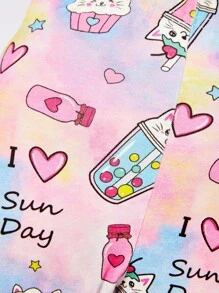 SHEIN 嬰兒字母圖案荷葉邊上衣和愛心圖案緊身打底褲 - 彩色 - 查看 11