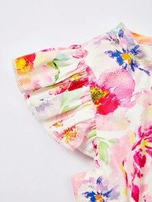 SHEIN 嬰兒印花荷葉邊連體衣 - 彩色 - 查看 4