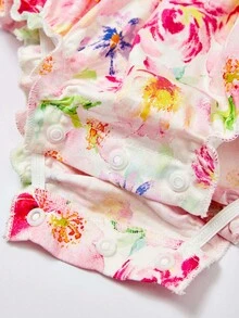 SHEIN 嬰兒印花荷葉邊連體衣 - 彩色 - 查看 5