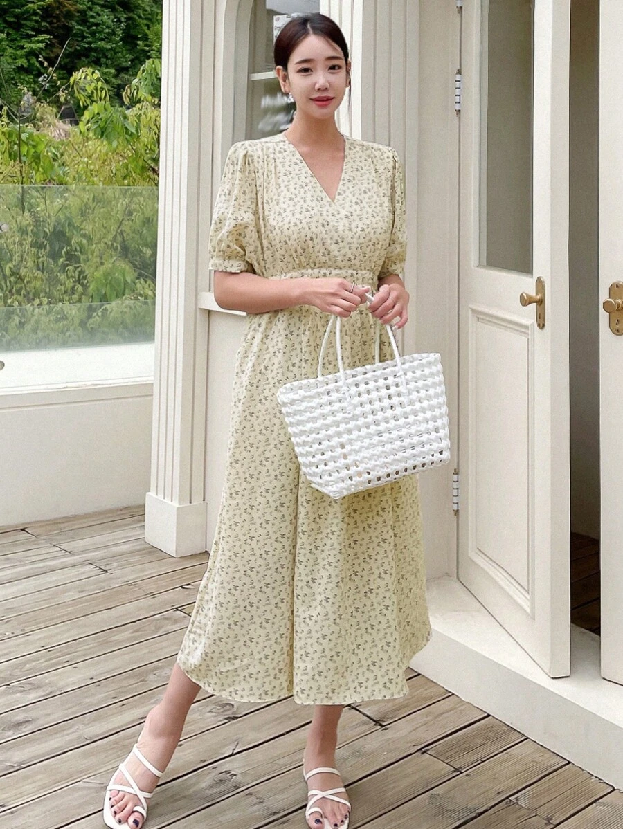 DAZY 碎花泡泡袖連衣裙 - 彩色 - 查看 1