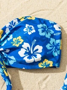 SHEIN 印花抹胸側繫帶比基尼泳裝 - 彩色 - 查看 4