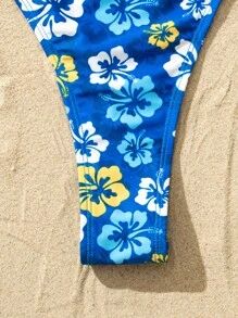 SHEIN 印花抹胸側繫帶比基尼泳裝 - 彩色 - 查看 5