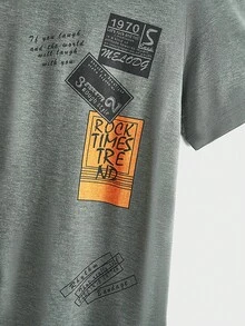 Manfinity EMRG Áo thun nam Slogan Giải trí - Xám - Xem 3