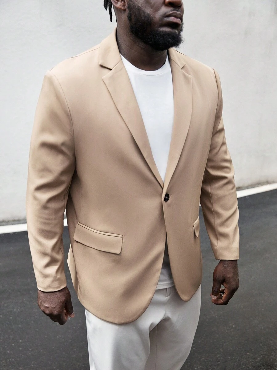 EASEVO Áo cộc tay Nam Nút màu trơn Công việc - Màu Khaki - Xem 1