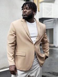 EASEVO Áo cộc tay Nam Nút màu trơn Công việc - Màu Khaki - Xem 5