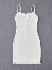 SHEIN Teen Girls Tie Front Ruched Bust Schiffy Cami Dress - White - View 2