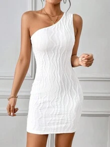 SHEIN Privé 單肩緊身連衣裙