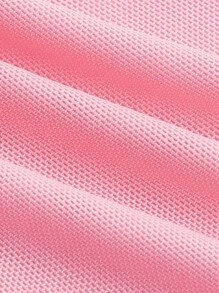 SHEIN MOD Romantic Pink Square Neck Trumpet Sleeve Ruched Hanky Hem Tee