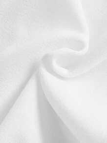 SHEIN MOD Áo nữ Nơ trước Khối Màu Giải trí - trắng - Xem 4