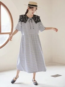 DAZY Vestido smock con estampado de rayas - Azul - Ver 1