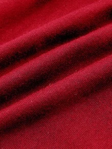 SHEIN MOD Áo nữ Bất đối xứng màu trơn Giải trí - Đỏ - Xem 3