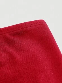 SHEIN MOD Áo nữ Bất đối xứng màu trơn Giải trí - Đỏ - Xem 4