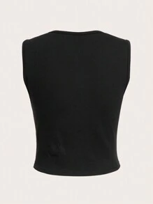 ROMWE Goth 蛇印花背心上衣 - 黑色 - 查看 2