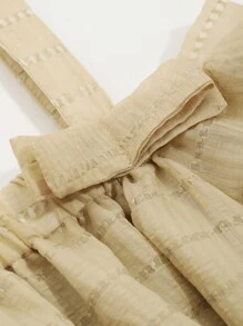 DAZY 露肩荷葉邊鬆緊裙連衣裙 - 卡其色 - 查看 4