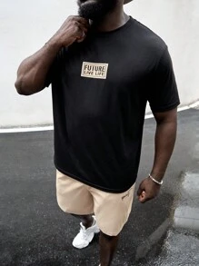 EASEVO 男士大码棉字母圖案T恤和短褲 - 彩色 - 查看 1