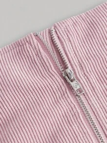 SHEIN MOD 2 In 1 Lace Up Front Ruched Bust Cold Shoulder Crop Top - Dusty Pink - View 4