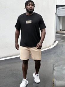 EASEVO 男士大码棉字母圖案T恤和短褲 - 彩色 - 查看 5