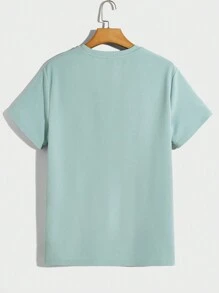 Manfinity RebelGame Men Reflective Bear Print Tee & Drawstring Waist Shorts - Mint Green - View 4