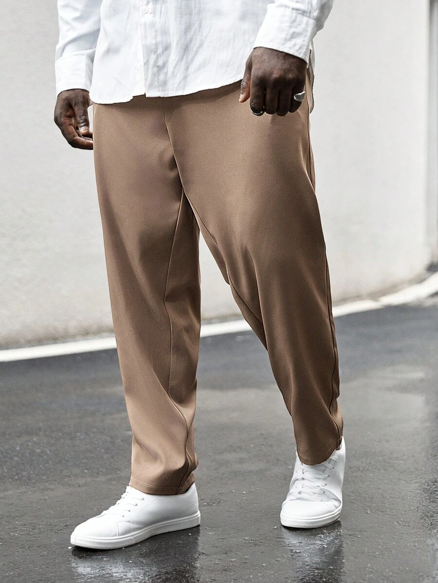 EASEVO 男士素色斜口袋西裝褲 - 摩卡棕 - 查看 1