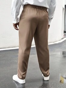 EASEVO 男士素色斜口袋西裝褲 - 摩卡棕 - 查看 2