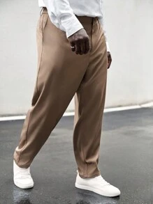 EASEVO 男士素色斜口袋西裝褲 - 摩卡棕 - 查看 6