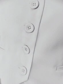 SHEIN BIZwear 素色前紐扣馬甲西裝外套工作服 - 淺灰色 - 查看 3