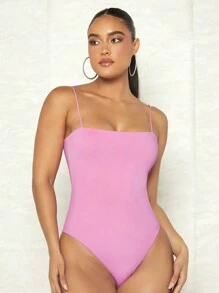 Silquee Solid Backless Cami Bodysuit - Baby Pink - View 1