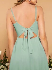 SHEIN Belle Solid Cami Bridesmaid Dress Elegant Dress - Mint Green - View 6