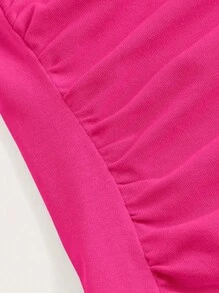 SHEIN EZwear Summer Outfits Solid Ruched Halter Top