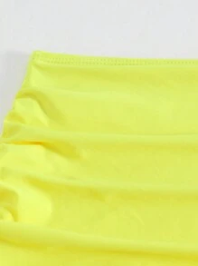 Ruffle Hem Ruched Cover Up Skirt, For Summer Beach Vacation - Yellow - View 4