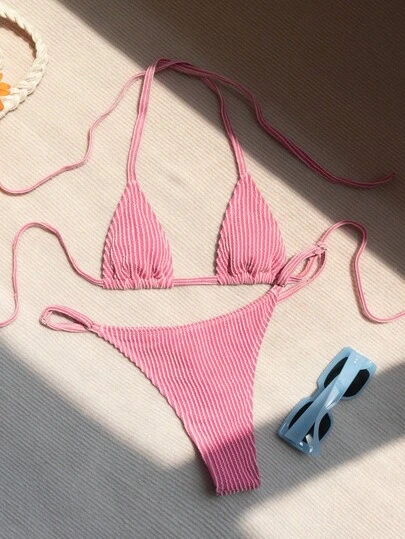 Swim Mod Summer Beach Triangle Thong Bikini Set