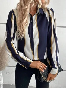 SHEIN LUNE 撞色前紐扣襯衫 - 彩色 - 查看 6