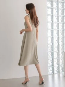 DAZY 素色無袖A字連衣裙 - 薄荷綠 - 查看 2