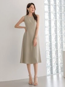 DAZY 素色無袖A字連衣裙 - 薄荷綠 - 查看 8