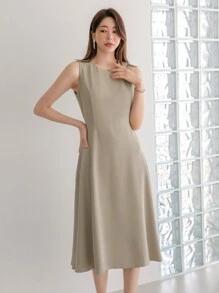 DAZY 素色無袖A字連衣裙 - 薄荷綠 - 查看 4
