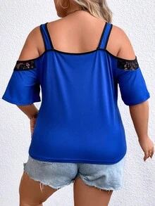 SHEIN LUNE Áo thun Plus size - Xanh đậm - Xem 2