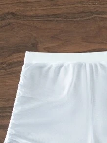 側抽繩泳衣下裝帶沙灘短褲 - 白色 - 查看 4