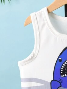 SHEIN Xe tăng cho bé trai Hoạt hình Sọc Giải trí - trắng - Xem 3