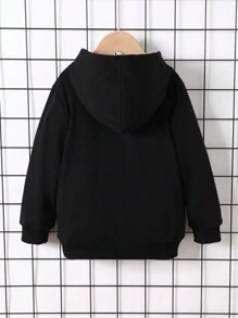 SHEIN 小男童字母圖案袋鼠口袋連帽衫