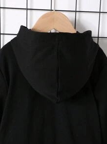 SHEIN 小男童字母圖案袋鼠口袋連帽衫