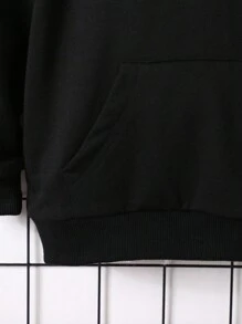 SHEIN 小男童字母圖案袋鼠口袋連帽衫