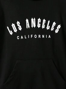 SHEIN 小男童字母圖案袋鼠口袋連帽衫