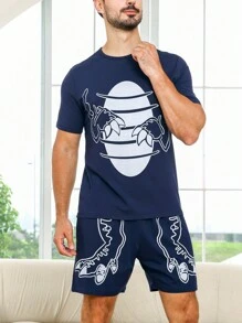 Bộ đồ giản dị  Nam Dây kéo Túi Hoạt hình - Màu xanh hải quân - Xem 1