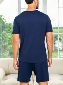 Bộ đồ giản dị  Nam Dây kéo Túi Hoạt hình - Màu xanh hải quân - Xem 2